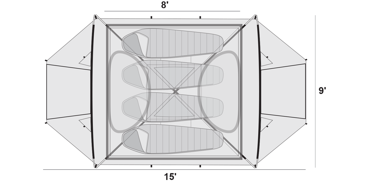 Siesta 4 dimensions, top view